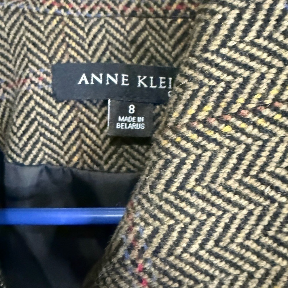 Anne Klein Wool Toggle Coat Women's 8 Herringbone Plaid Lined Winter - Picture 3 of 6